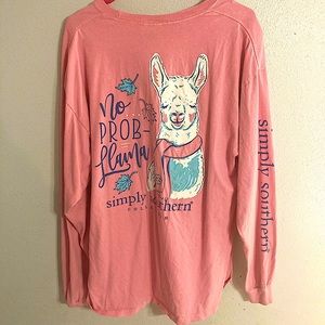 Simply Southern No-Prob-Llama Pink Long-Sleeve Tee